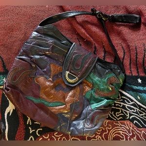 Vintage Multi-Colored Leather Handbag By: Michelle Handbags